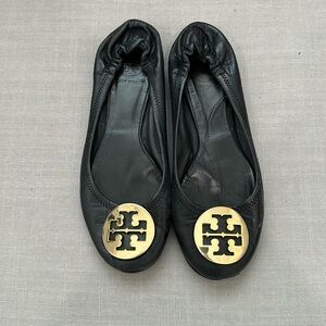 Tory Burch black and gold flats
